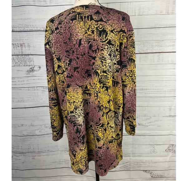 JM Collection Burnout Tunic Top Womens Plus 2X Floral Scoop Neck Stretch - Picture 4 of 10